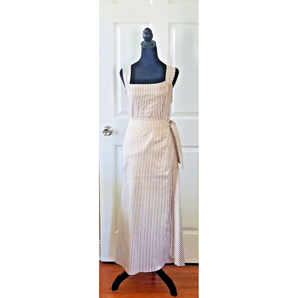 Linda Lundstrom Side Zip Skirt with Sash & Tank Bronze & Cream Stripe Size 12